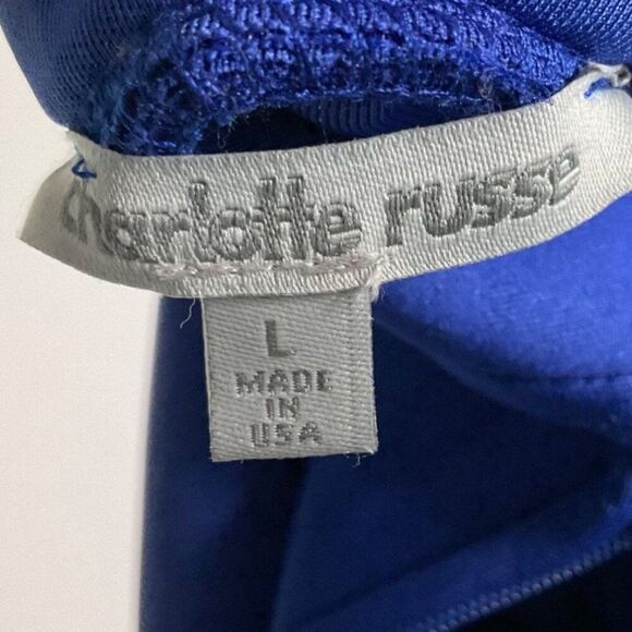 Charlotte Russe Cobalt Blue Skirt, size large, 92% poly/8% spandex, back zipper - Picture 5 of 6